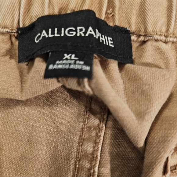NWT Calligraphie Elastic Waist/Zip & Button Long Pant XL Brown - Picture 7 of 10